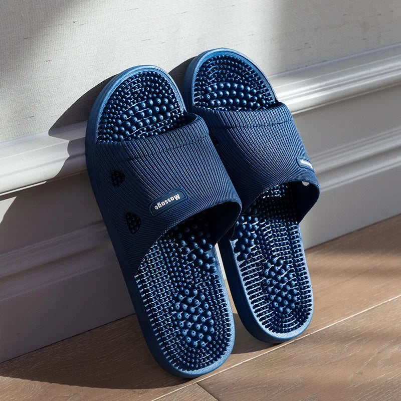 Solid Colour Men's Slippers Bathroom Anti-slip Massage Sandals Women Simple Soft Bottom Health Shoes Zapatillas Casa Hombre