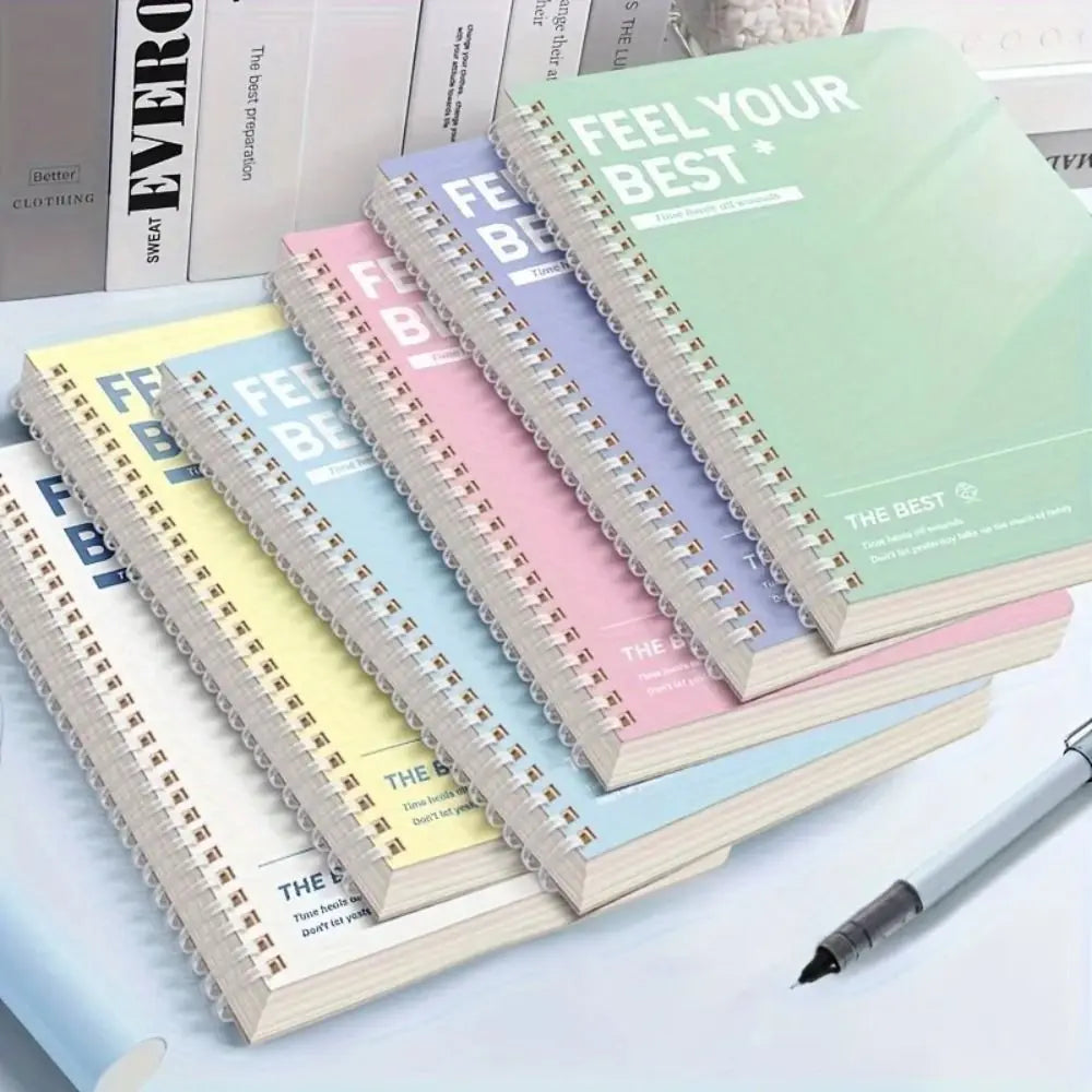 60Sheets/Book A5 Spiral Notebooks Color Horizontal Line Inner Pages Notepad Perforated Pages Diary Book School Office