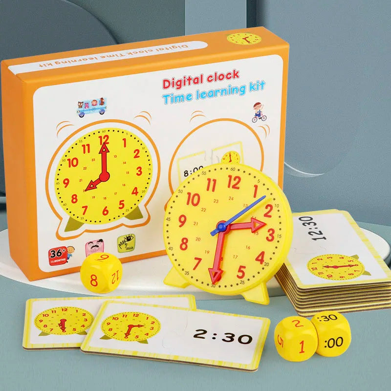Children Montessori Clock Educational Toys Hour Minute Second Cognition Matching Puzzle Toys Kids Early Preschool Teaching Aid