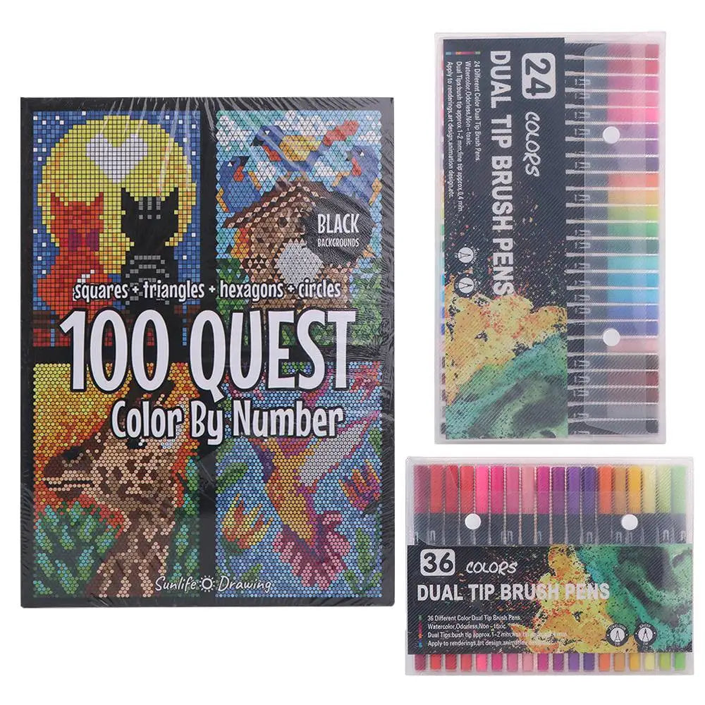Cartoon Activity Color Painting Book Paper DIY Paint By Numbers Educational Quick-drying Drawing Learning Book Adults and Kids