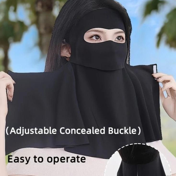 Summer UV Protection Mask Ice Silk Women Cooling Breathable Face Gaiter Sun Dustproof Eye Cover for Outdoor Sports Travel