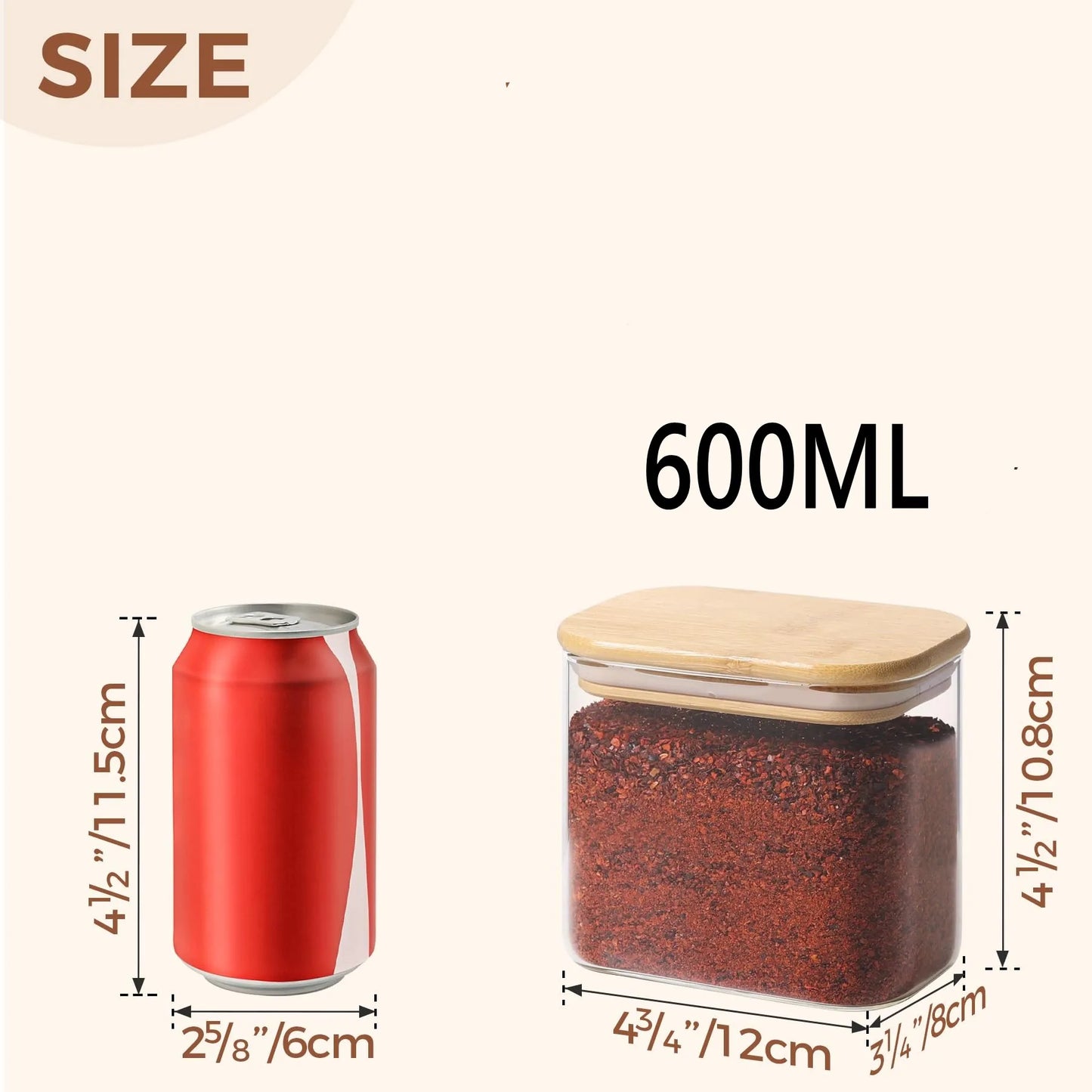 Rectangle Clear Storage Jars with Bamboo Lids For Sugar Coffee  Pantry Organizer Container for Pasta Tea Candy Nuts