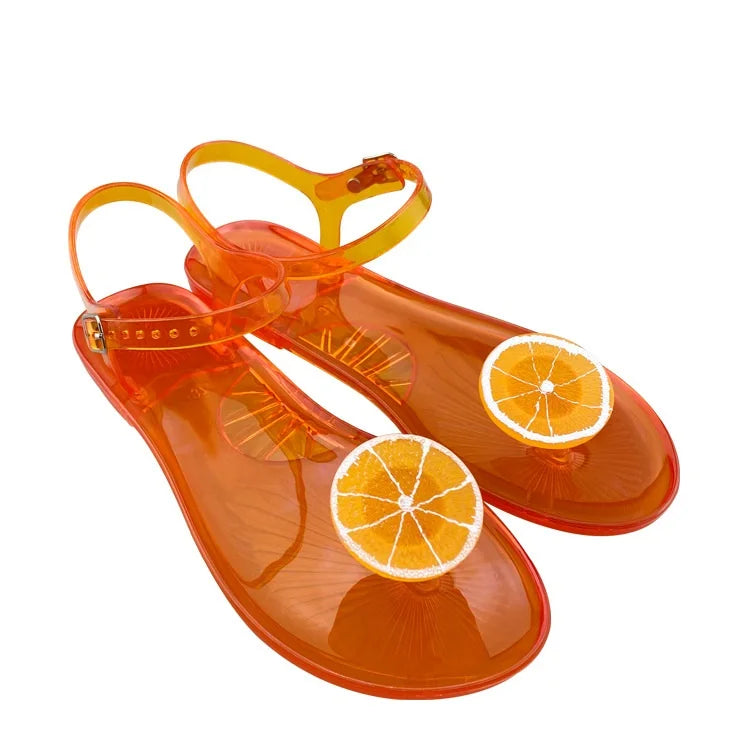 Fruit Jelly Sandals For Women Slipper With Anti Slip Soft Soles PVC Beach Lemon Slippers Shoes 2026 New