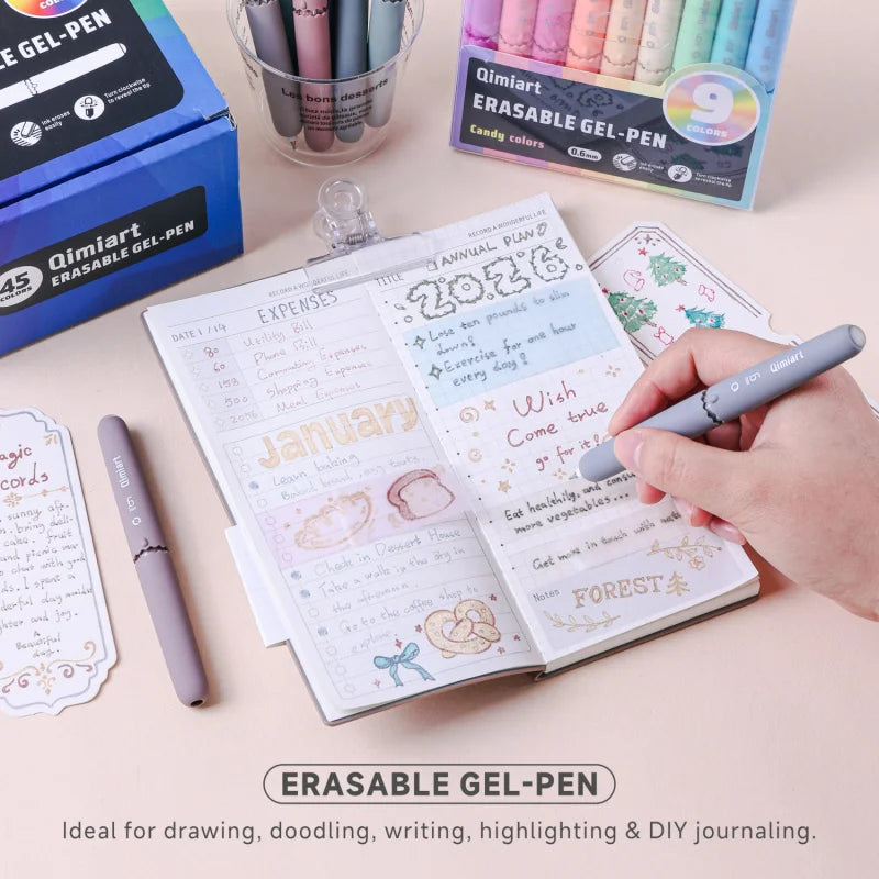 Erasable Gel Pens, Rotary Retractable Fine Point Erasable Pens,Vibrant Color Selection,Cute Eggshell Design,Erasable Ink