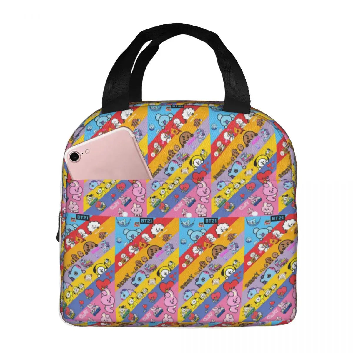 Cute Cartoon BT21 Insulated Lunch Bag for Women Kids Leakproof Food Boxes Thermal Lunch Box Tote