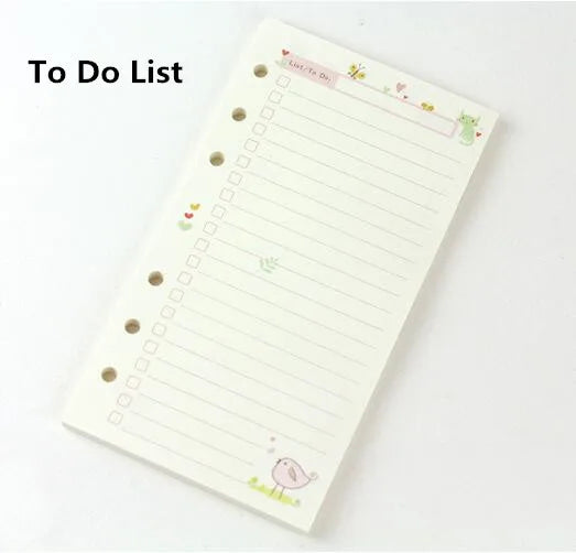 2026Colored A5 A6 Loose Leaf Notebook Refill Spiral Binder Inner Page Weekly Monthly To Do Line Dot Grid Inside Paper Stationery