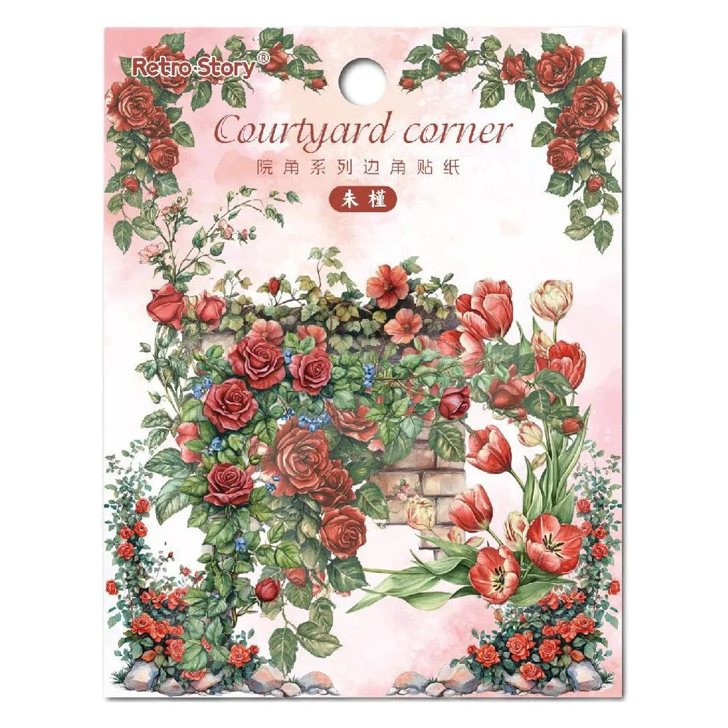 30 Pcs Flowers Corner Stickers PET sticker package DIY diary decoration sticker album scrapbooking Junk Journal