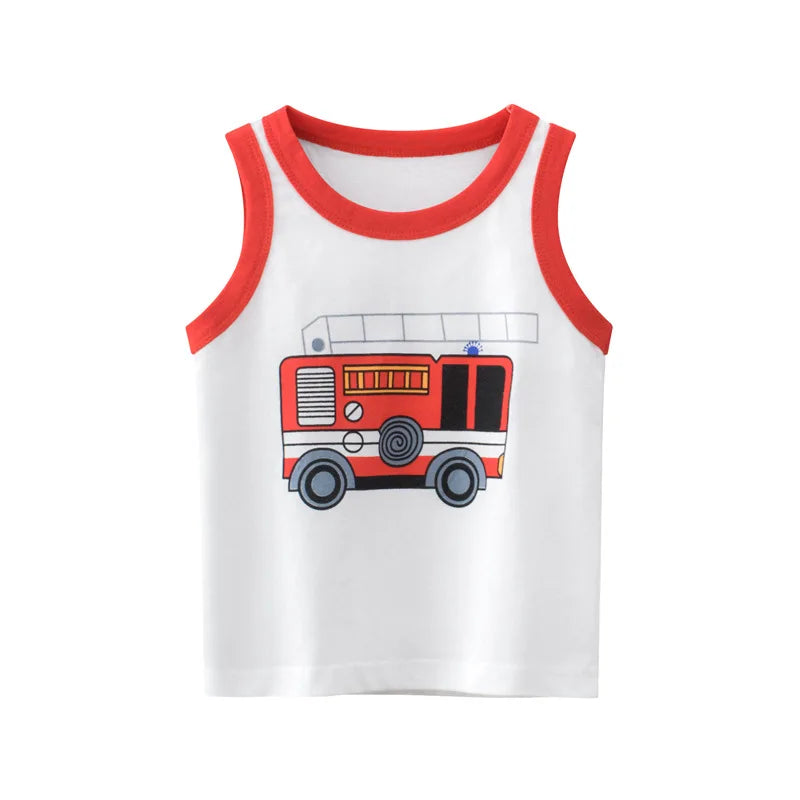 2-8T Summer Boys Tank Top Cotton Toddler Kid tshirt Infant Short Sleeve Clothes Sleeveless T Shirt Cute Tee Childrens Outfits