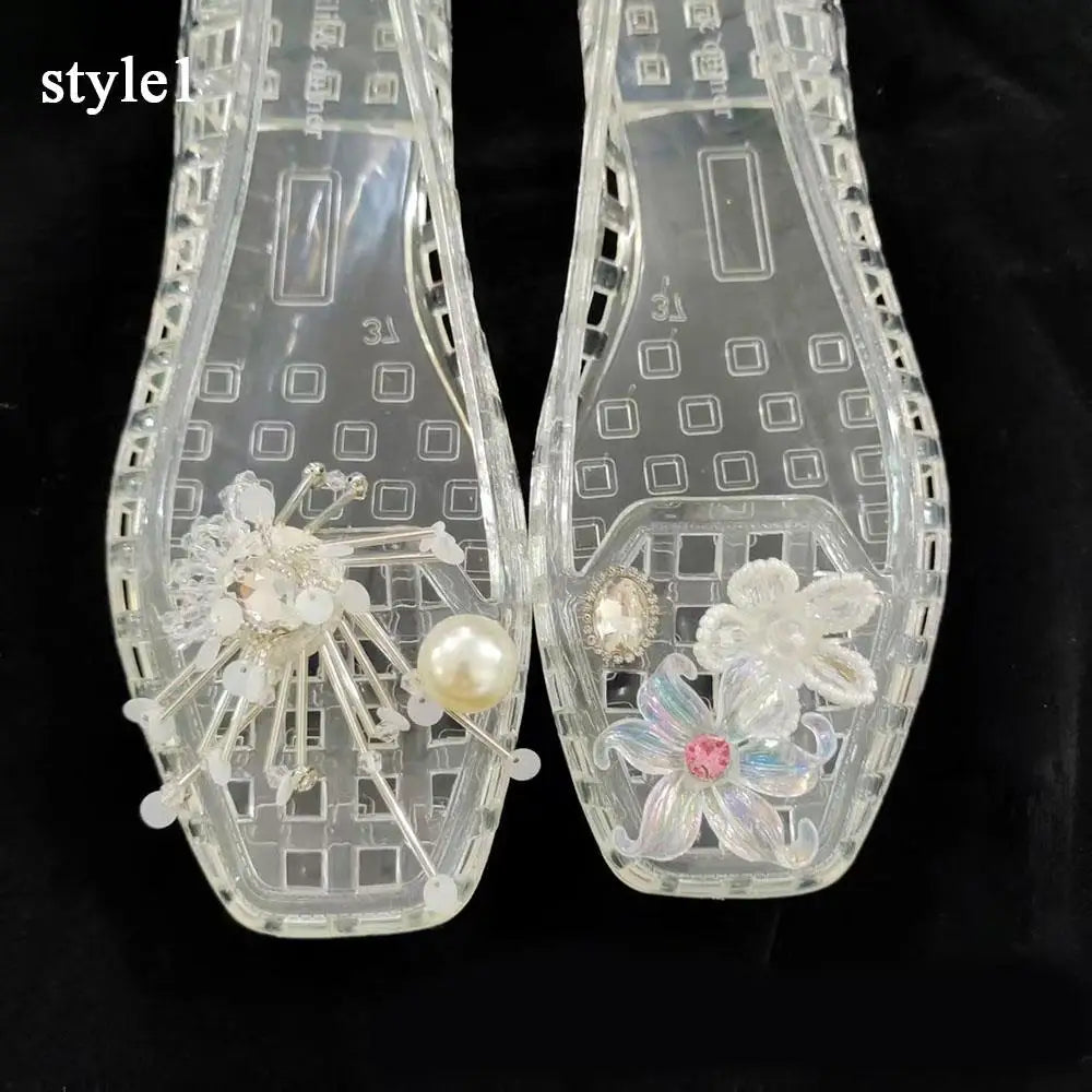 Dopamine Handcrafted Beaded Jelly Shoes Charms Sandals Accessory Decorative Bead Tassel Slippers Buckles Detachable Shoe Flower