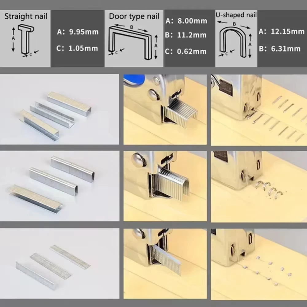 1000Pcs Nail Shaped Stapler For Wood Furniture Household Use Interior Decoration Wood Processing  U/ Door /T Shaped