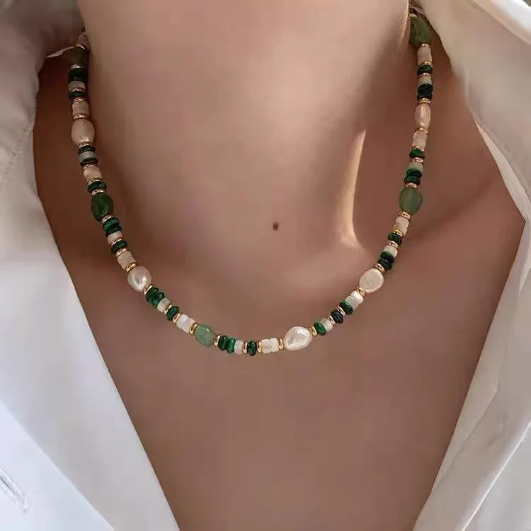 New Arrival Trendy Natural Freshwater Pearl & Jade Stone 14K Gold Filled Female Jewelry Set For Women Necklace Bracelet Gifts