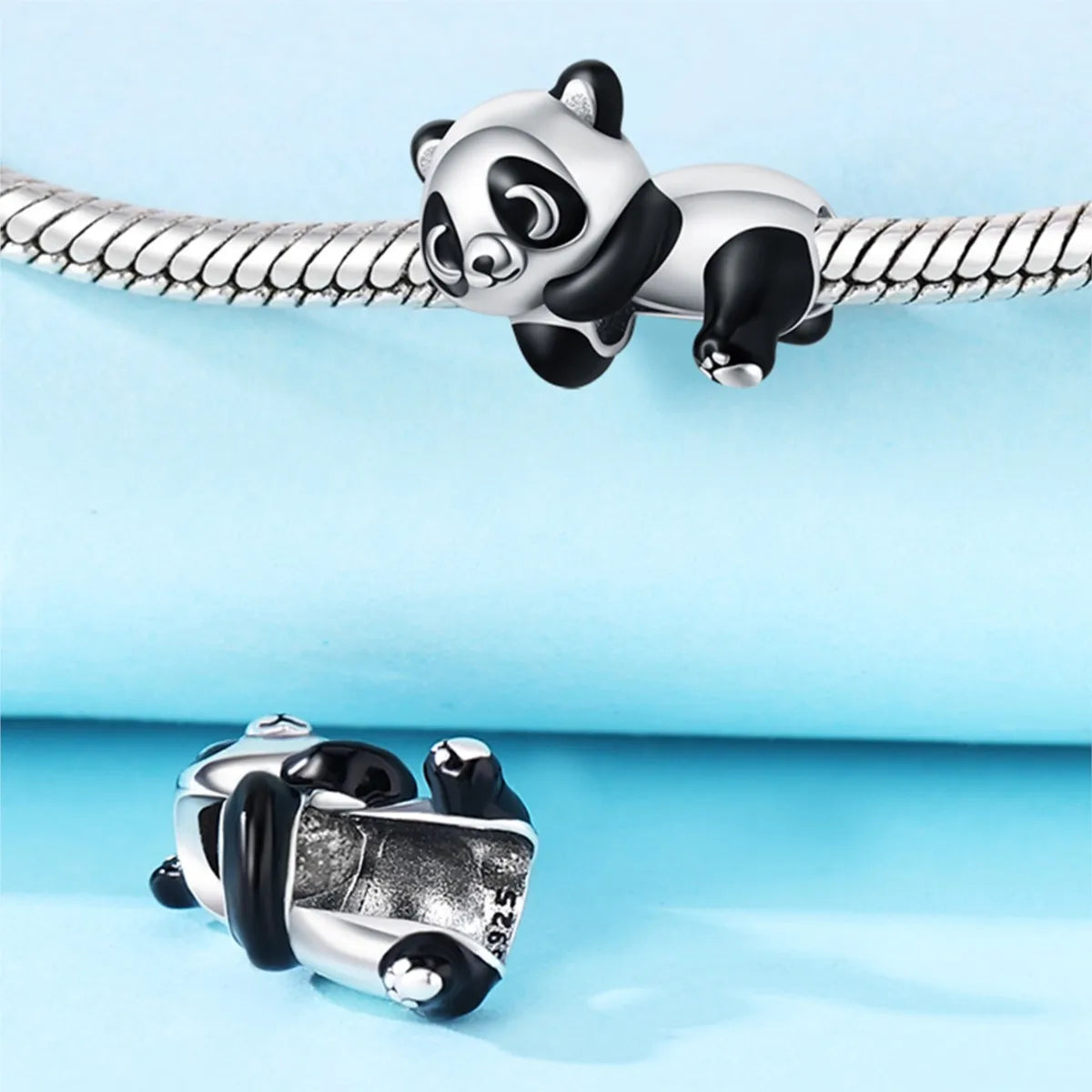 MISEFF Original S925 Sterling Silver Charm Adorable Animal Cute Panda Bead Pendant Charm Fit Bracelet DIY Jewelry Making Gifts