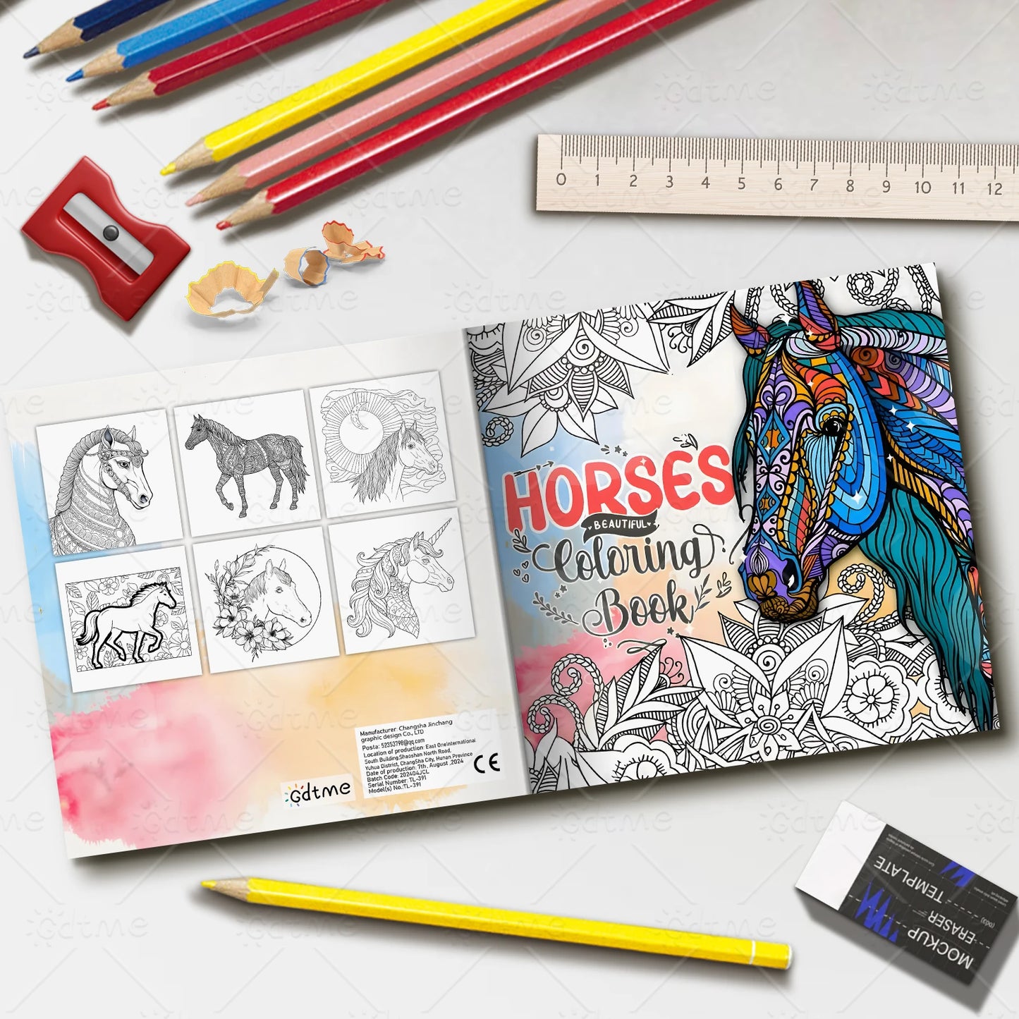 Mandala & Horse Coloring Book for Adults Featuring Cartoon Bold-easy Patterns for Relaxation Kids DIY Painting Drawing Books