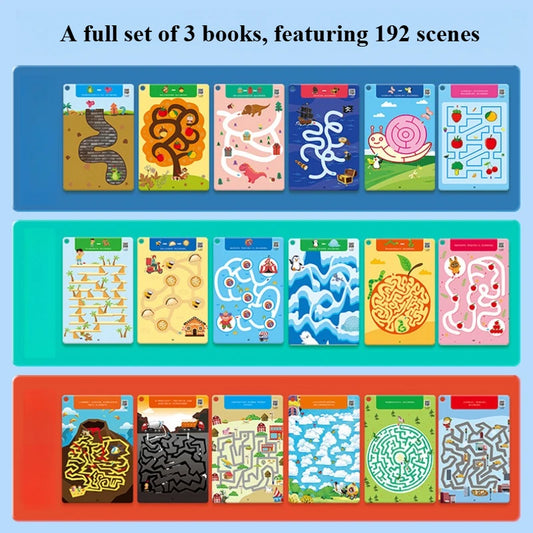 Maze Tracing Activities Reusable Focus Training Workbook for Kid Pen Control Exercises Sensory Learning Tool for Early Education