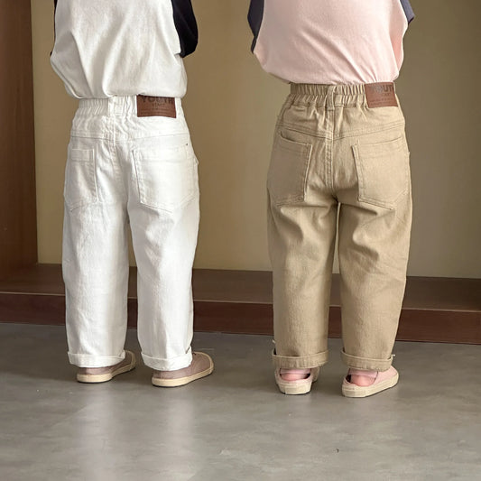Pants 2026 Spring and Summer New Childrens Clothes Korean Style Boys and Girls Fashion Elastic Pure Cotton Casual Pants