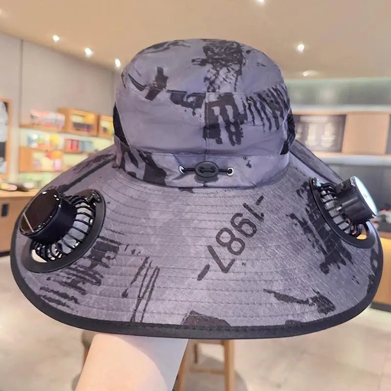 【SE】Solar Powered Sun Hat Cooling Fan UV Protection Outdoor Hiking Fishing Camping Summer Travel Bucket Hat Sun Protection Hat