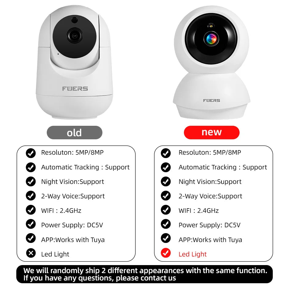 Fuers 5MP WiFi Camera Works With Tuya Smart Home Indoor Wireless IP Surveillance Camera Automatic Tracking Security Baby Monitor