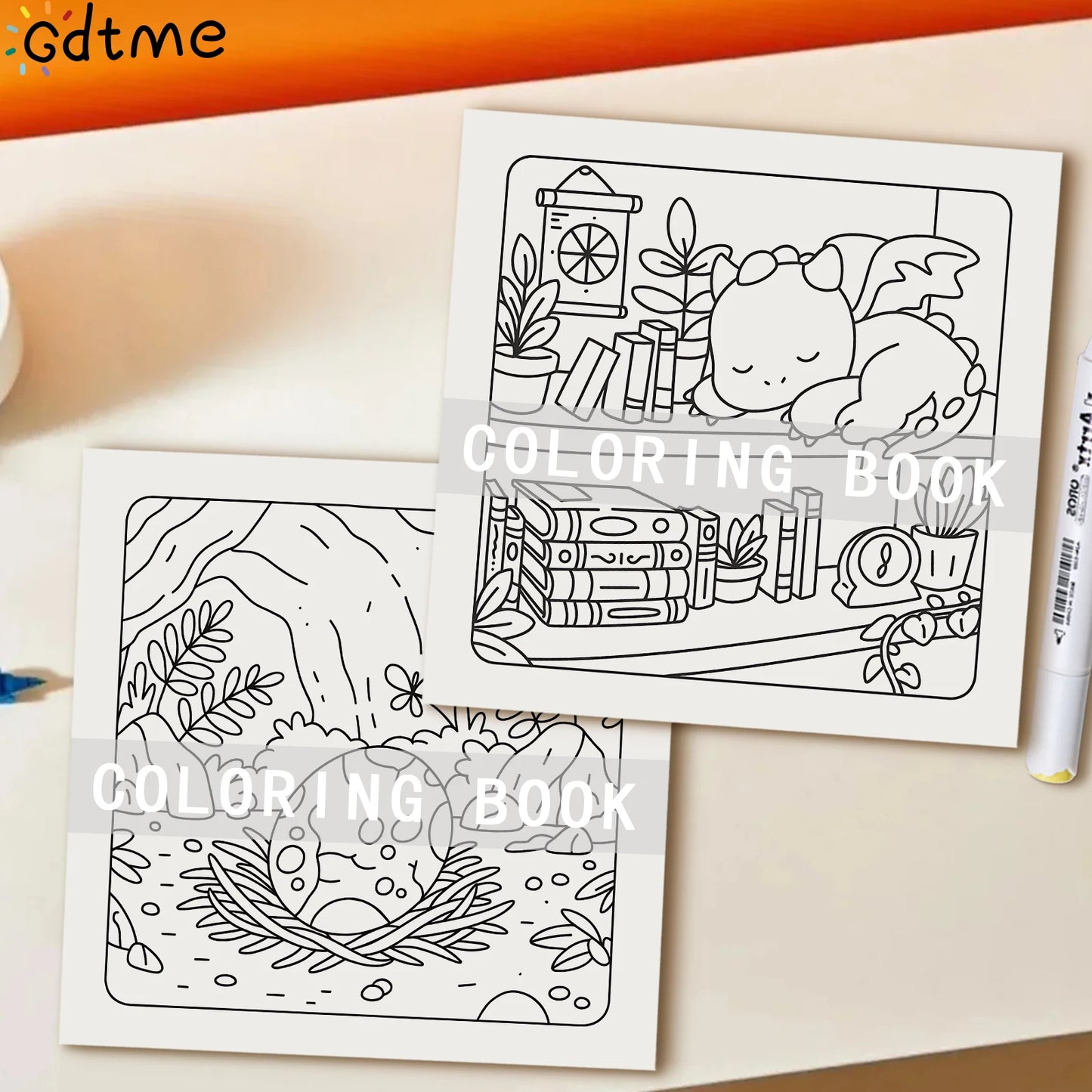 TINY DRAGON'S DAY COZY AND CUTE Coloring Book for Adult Relieve Stress Kill Time DIY Painting Drawing Book Kids Educational Toys