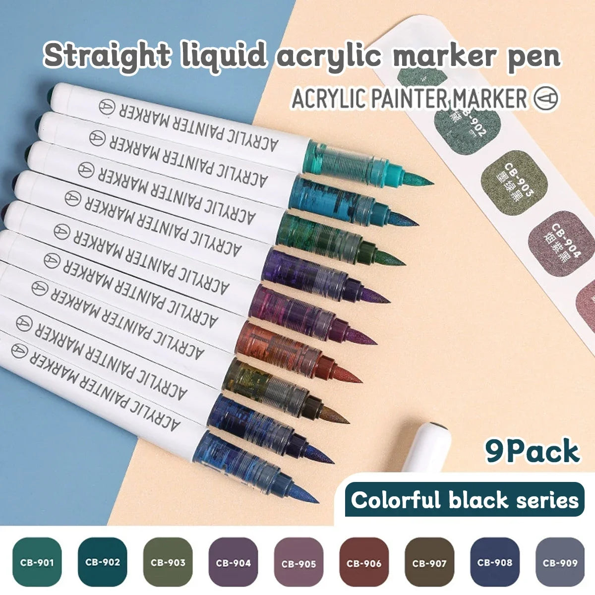 9pcs/Box MIX Color Acrylic Markers Set Kids Gift Art Rock Painting Pens Graffiti For Stone Glass Book Shoes DIY Craft Supplies