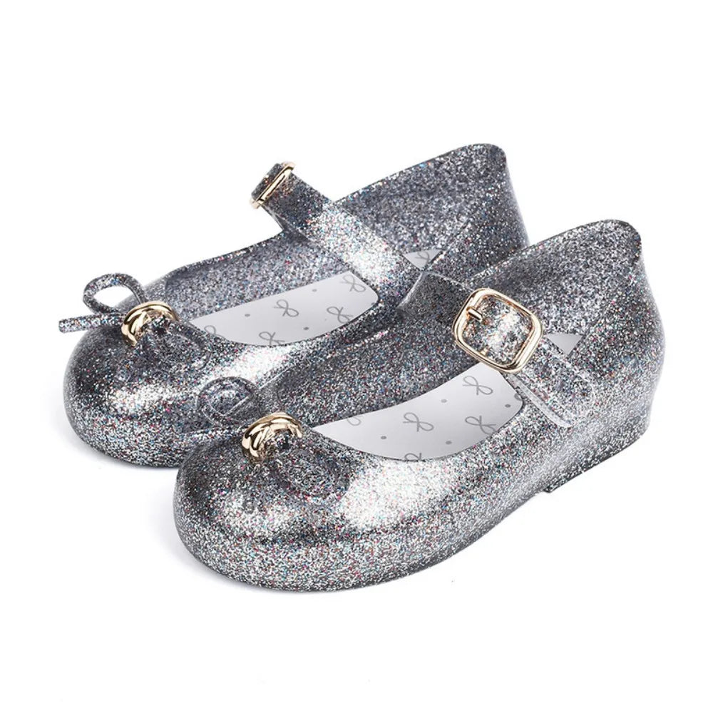 Spring and summer new girls' sandals 25 years old Baotou bow princess jelly single shoes children's dance shoes cross-border dro