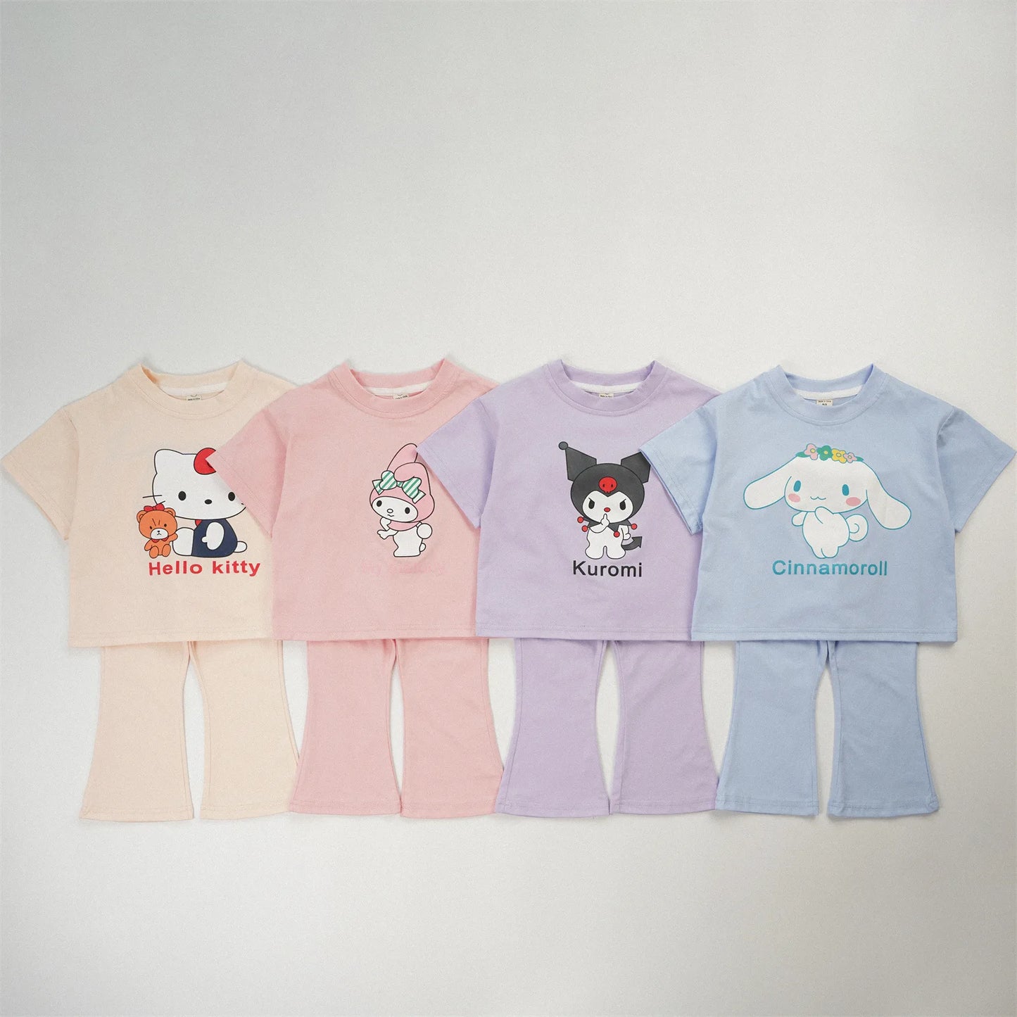 Summer Baby Girl Clothes Set Children Sanrio Cinnamoroll Cartoon Print T-shirt and Long 2Pcs Suit Kid Shorts Sleeve Tracksuit
