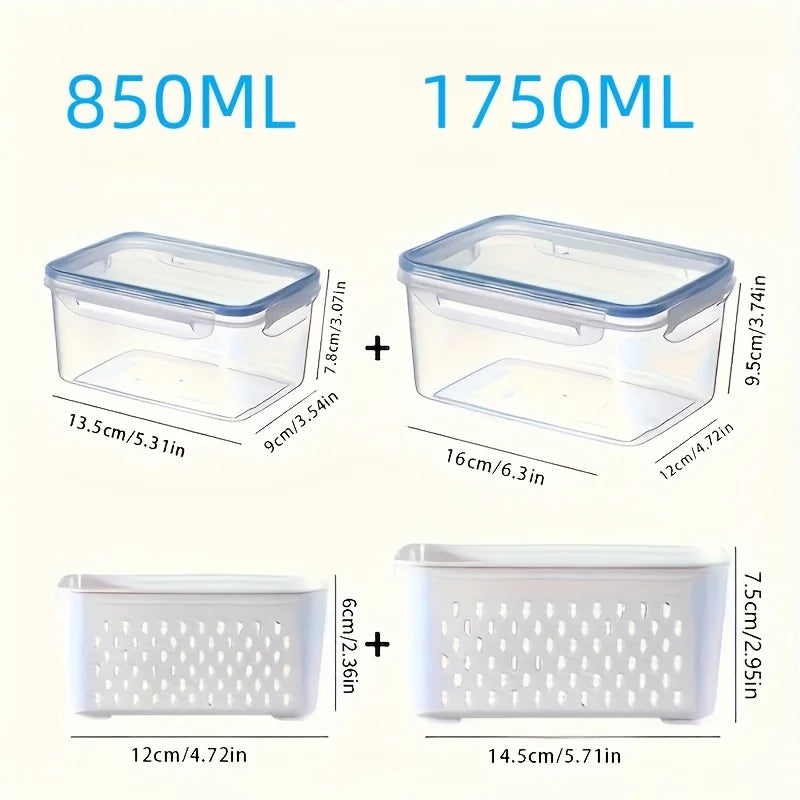 4pcs/Set Leak-Proof Food Storage Containers-Airtight, Stackable Meal Prep Boxes-Suitable for Fruits, Vegetables, Meat & Grains