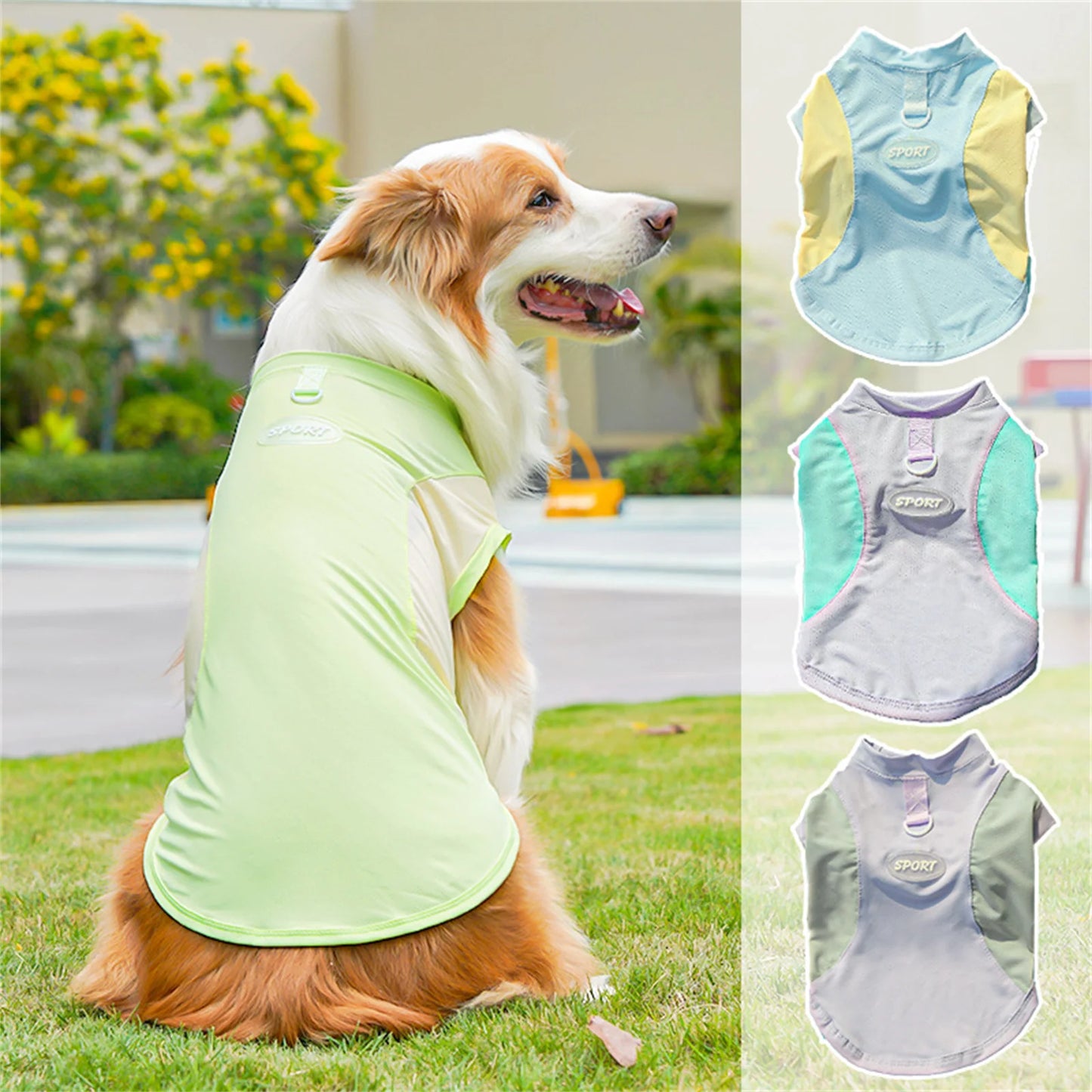 Cute Mesh Vest Pet Clothes 2026 New Ice Silk Cooling Puppy Vest Quick Drying Summer Pet Costume Large Size Splicing Clothes