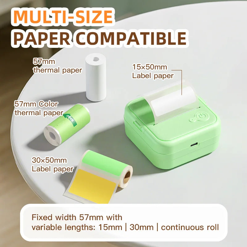 DOLEWA D8 Portable Mini Printers Wireless Bluetooth Inkless Sticker Maker Printer Tag Price Machine for Office School Kitchen