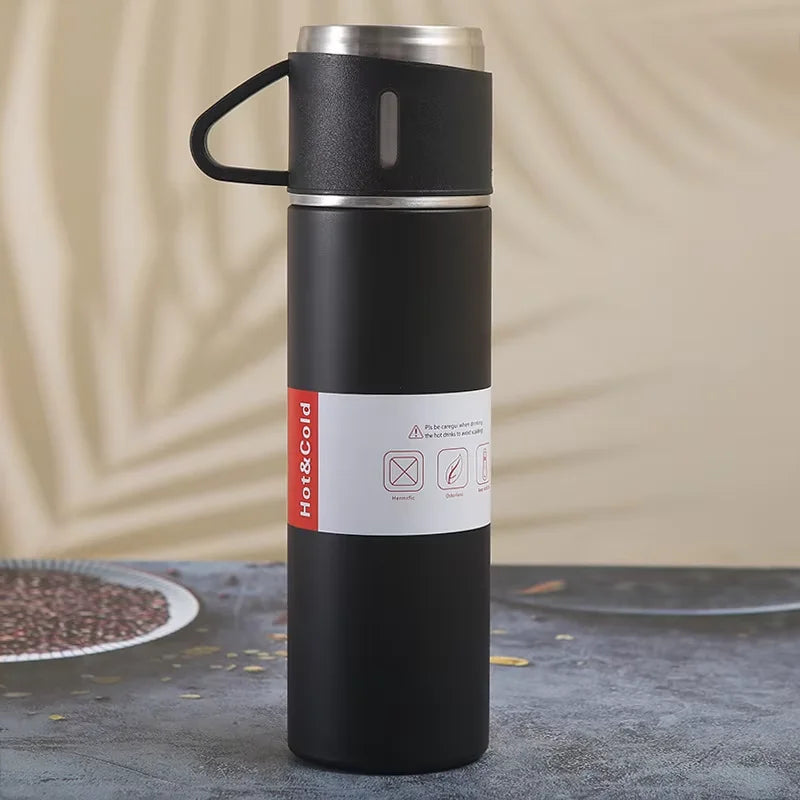 500ML Stainless Steel Vacuum Flask Gift Set Office Business Style Thermos Bottle Outdoor Hot Water Thermal Insulation Couple Cup