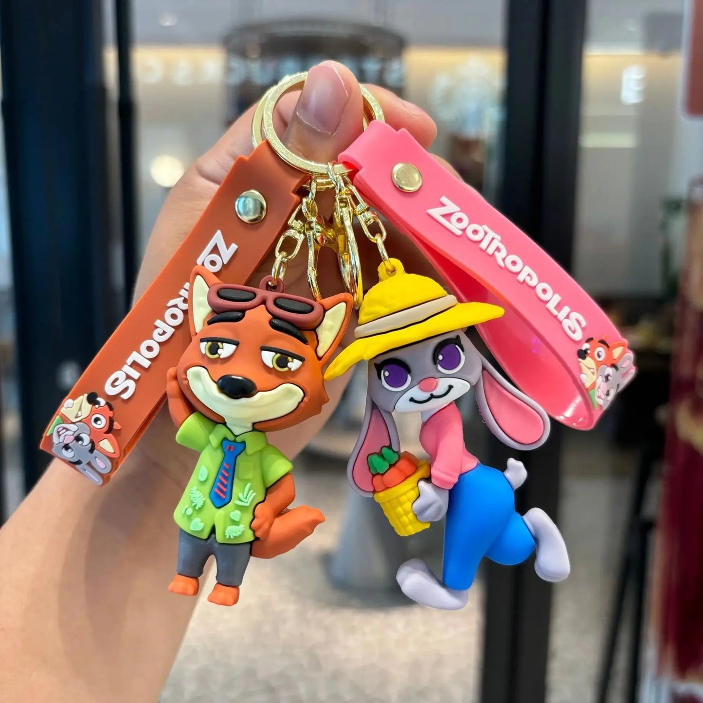 New Zoo-topia 2 Keychain PVC Cartoon Character Judy Nick Chief Bogo Keyring Hanging Couples Bag Decoration Festival kids Gift