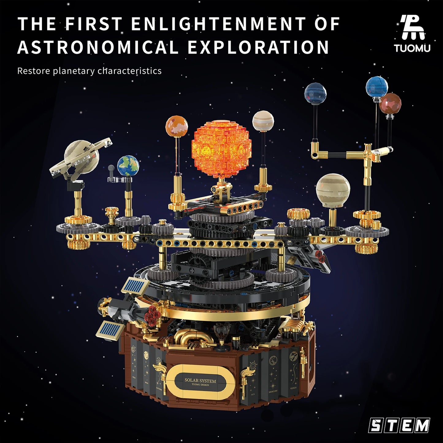 STEM Electric Rotating Universe Electric Solar System Light Building Blocks Sun Earth Model Space Science Education DIY Kid Toy