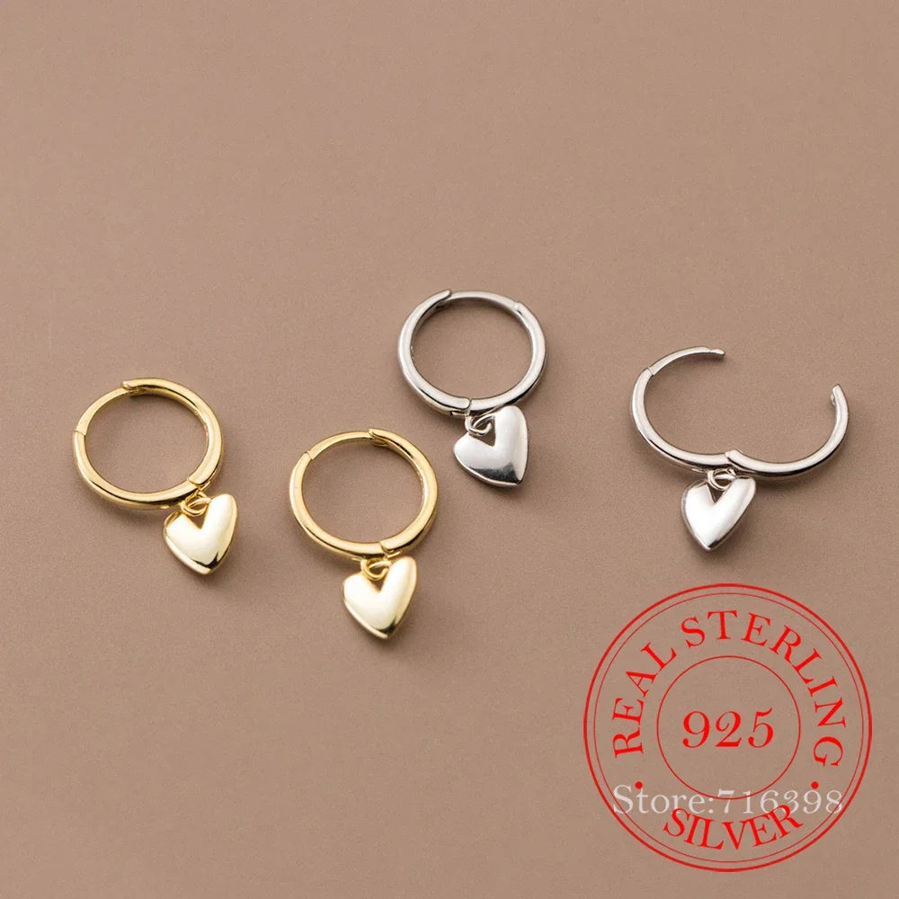 S925 Sterling Silver Smooth Heart Clip Earrings For Women Kids 14K Gold Plated Ear Wedding Party Jewelry Gift Female Pendientes