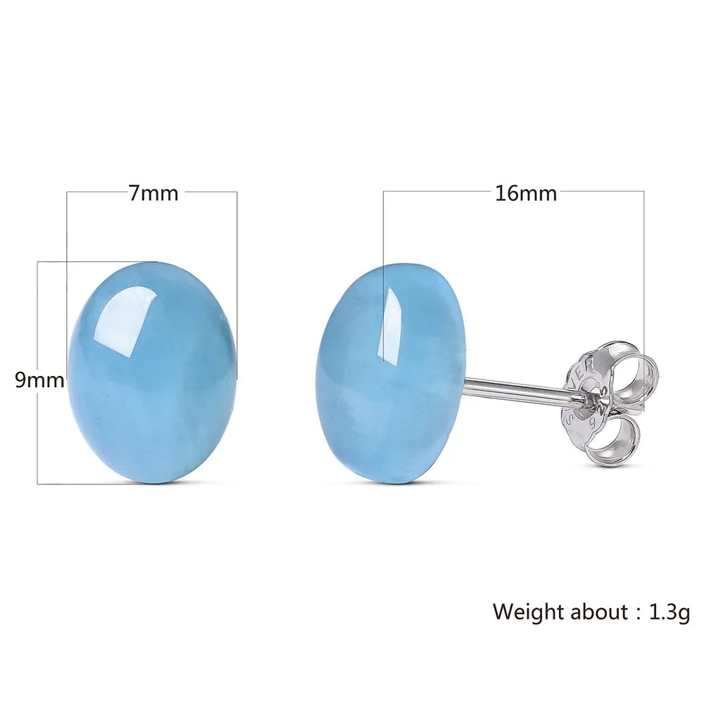 ITSMOS Natural Aquamarine s925 Sterling Silver Ear Studs Geometric Minimalist Luxury Weddings Jewelry Earrings for Women Gift