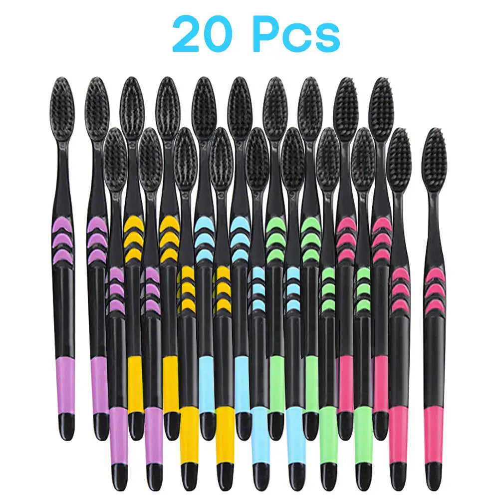 10 Pieces Packed Toothbrush Deep Cleaning Soft Bristle Bamboo Charcoal Black Hair Ultra-Fine Health Teethbrush Oral Cleaning