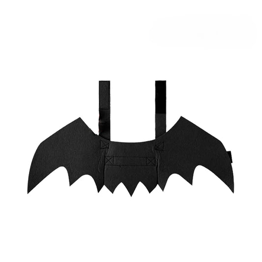 Pet Bat Wings Costume – Black Felt Halloween Accessory for Small Dogs & Cats, S–L