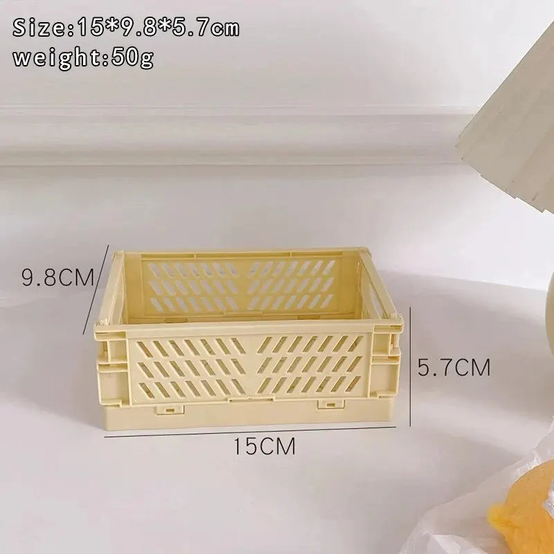 6 Color Organizing Storage Baskets Case Folding Student Desktop Basket Tape Stationery Plastic Foldable Container Storage Box