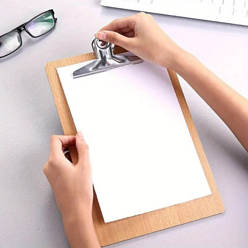 Wooden Clipboard A4 Wood Clips Writing Sheet Pad Note Board Storage Folders Clips Office Restaurant Hotel Supplies