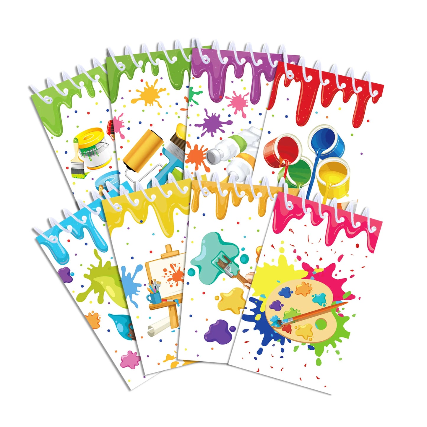 8pcs Art Color Palette Themed Mini Spiral Pocket Notebooks Memo Pad Coil Booklet Notepads For Office Stationery School Diaries