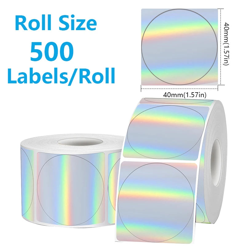 FOR Phomemo 241BT 246S D520 50mm LABEL Holographic Silver Laser Gold Gradient Thanks Card Sticker for LOGO Barcode Birthday