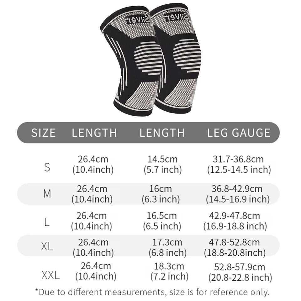 Knitted Knee Pads Elastic Compression Silver Fiber Silver Ion Tightly Wrapped Joint Pain Meniscus Injury Silicone Anti-slip
