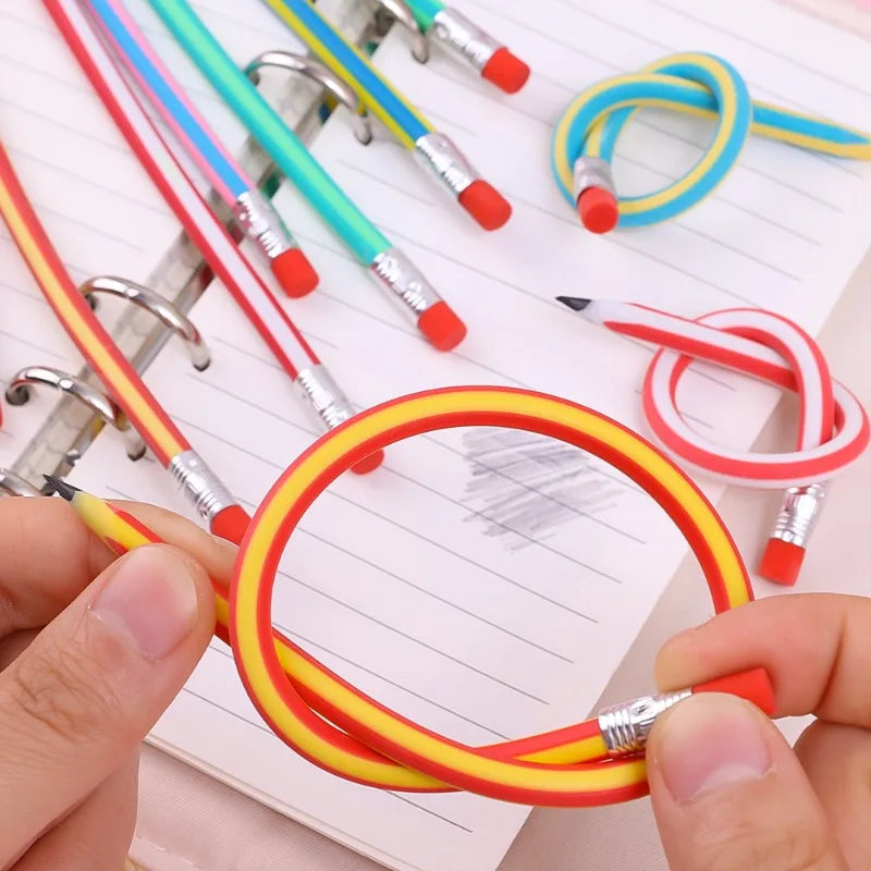 6/1Pcs Magic Bendy Flexible Soft Pencil with Eraser Colorful Creative Novelty Bend Pencils for Kids Student Gift School Supplies