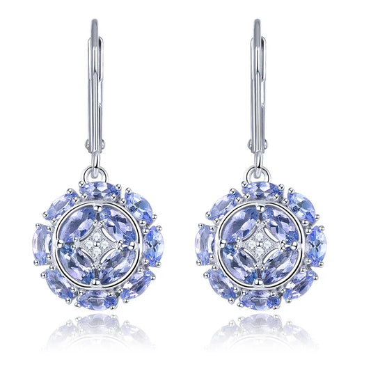 Natural Tanzanite Sterling Silver S925 Women Drop Earring 2.3 Carats Genuine Gemstone Classic Exquisite Style Fine Jewelrys