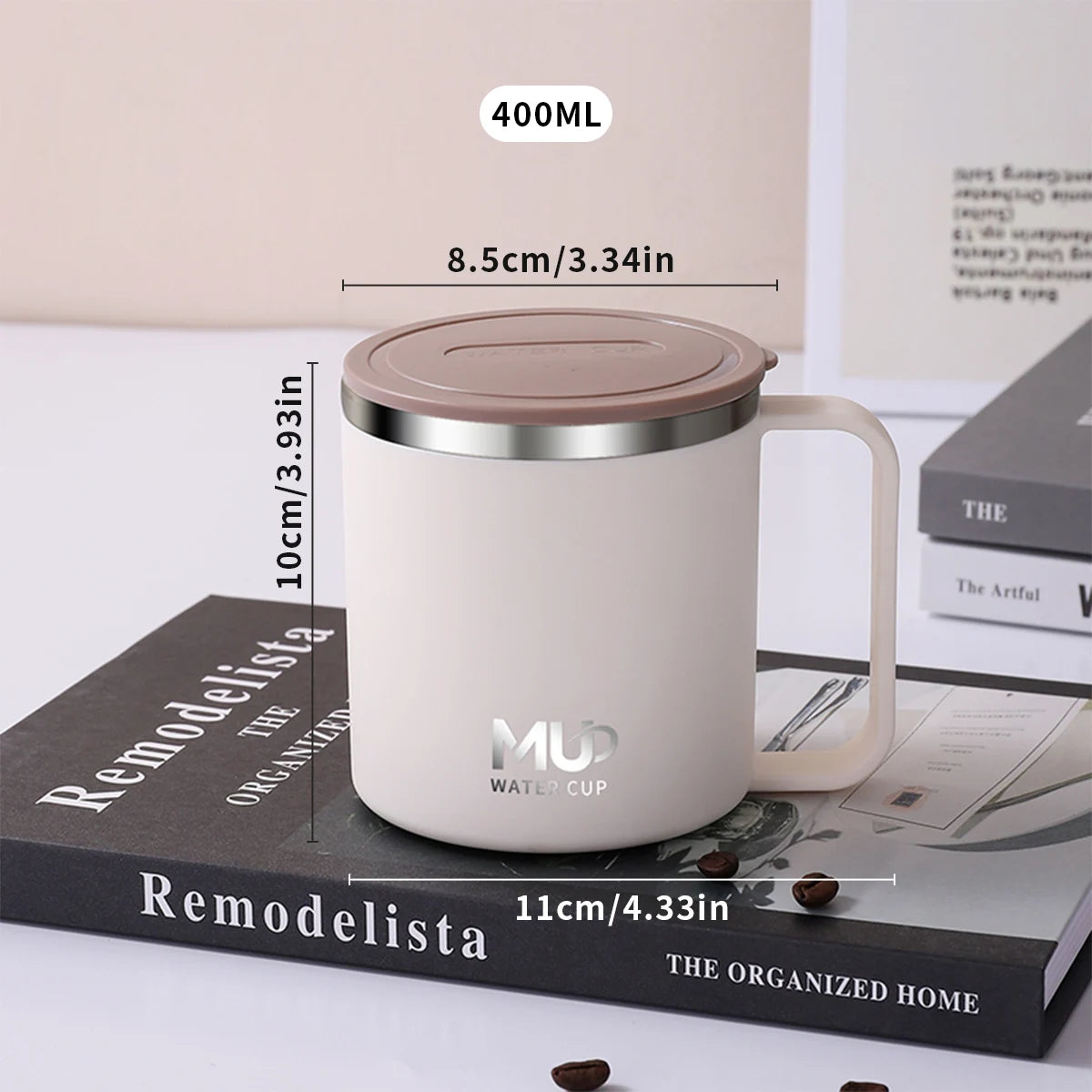 400ML Insulated Coffee Mug With Lid 304 Stainless Steel Double Wall Water Cup Sealed Milk Coffee Cup Student Adult Drinkware