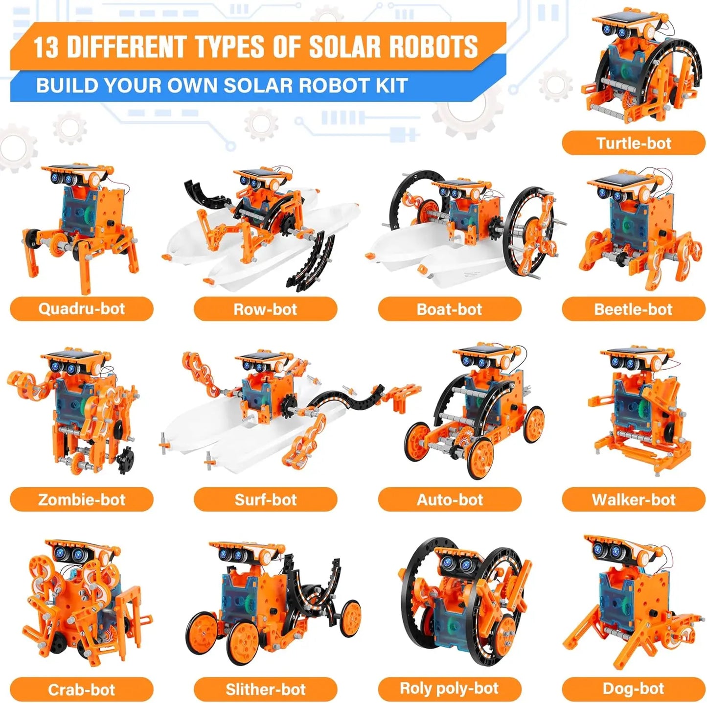 STEM 13-in-1 Solar Robot Kit for Kids Age 8-12, DIY Science Experiment Building Toys Educational Birthday Gifts Boys Girls