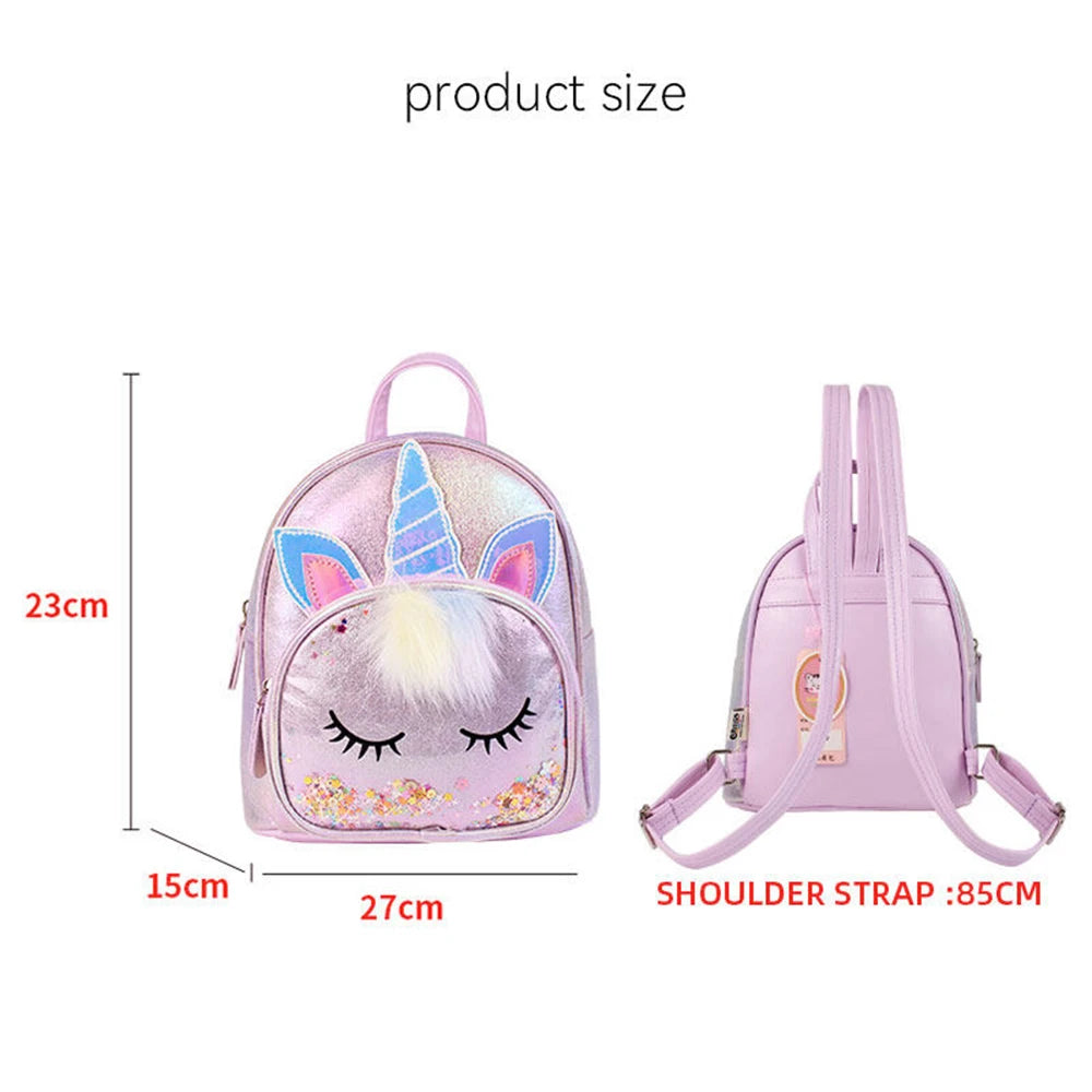 Sequin Unicorn Cute PU and Plush Children's Student Backpack Cartoon Fashion Kids School Bag Cartoon Princess Girls Backpacks