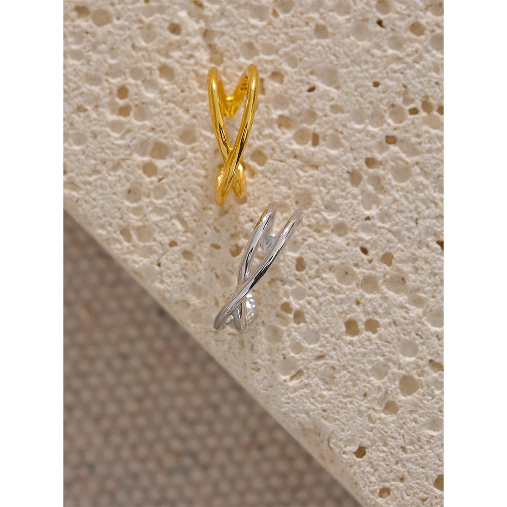 Yhpup 1PC Sterling Silver Fashion Minimalism Gold Color 18k Plated S925 Ear Bone Clips Cuff Non Pierced Earrings Jewelry Women