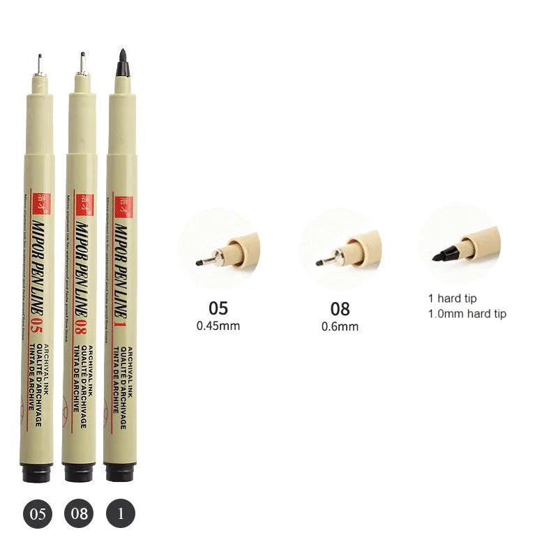 12 Tip Pigment Liner Micron Ink Marker Pen for Manga Draw Sketching Needle Pen Hook Line Pen Sketch Stationery Set Art Supplies