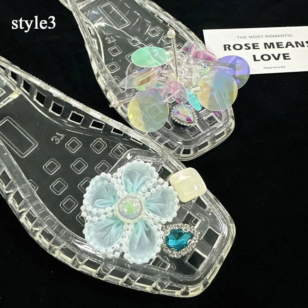 Dopamine Handcrafted Beaded Jelly Shoes Charms Sandals Accessory Decorative Bead Tassel Slippers Buckles Detachable Shoe Flower