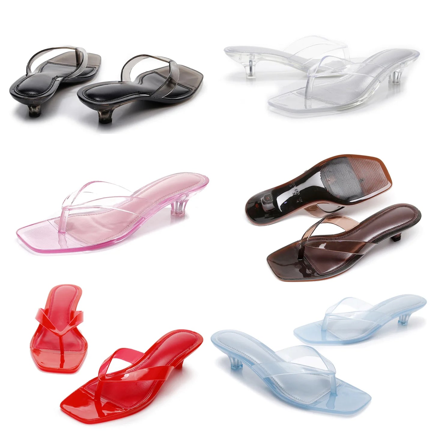 New Women's Jelly Slippers Summer 2026 Ladiies Outdoor Versatile Fashion Beach Sandals Low Heeled Crystal Flip Flops 36-41