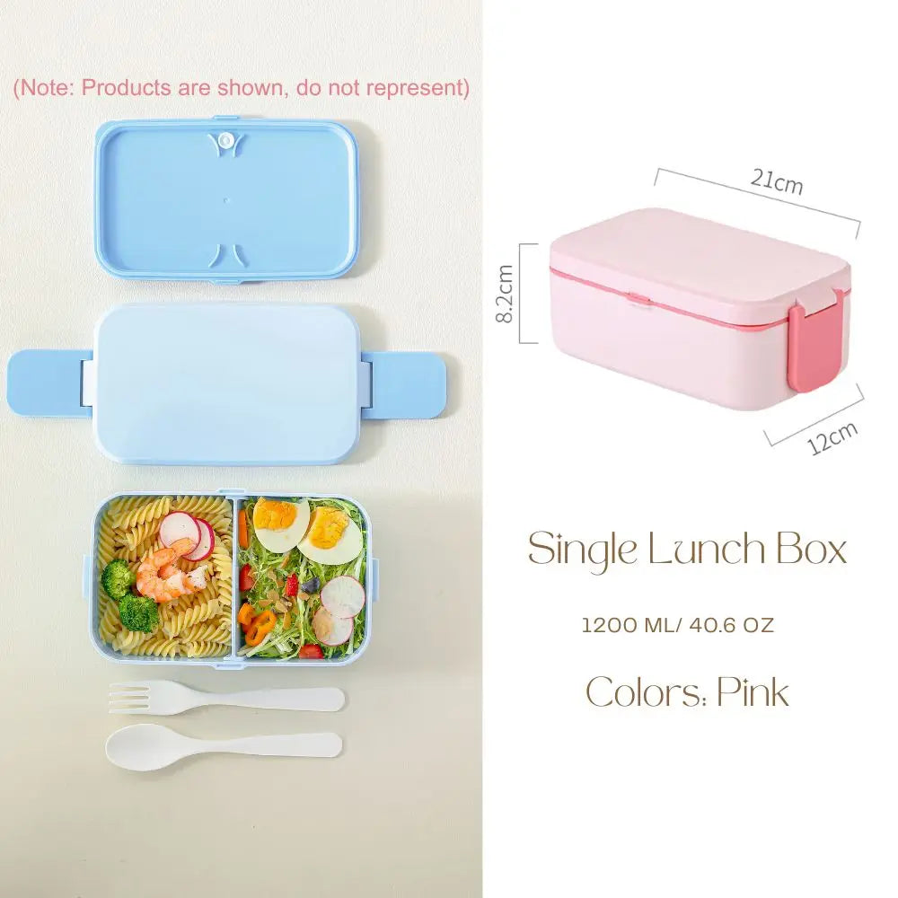 2 Layer / Single Bento Box with Handle,Large Capacity Leak-proof Lunch Box,Snack Food Storage Containers for Kids,Microwave Safe